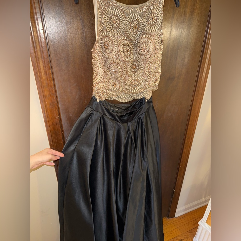 Dave & Johnny Black Satin Dress